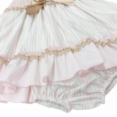 *Clearance* Baby Girl Beige Puff Dress with Pants "MYD2483"