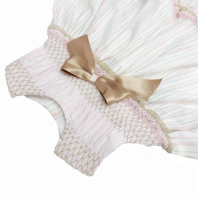 *Clearance* Baby Girl Beige Puff Dress with Pants "MYD2483"