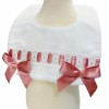 Baby Girl Dusty Pink Waffle Bibs with Bow "Bib-01 DP"