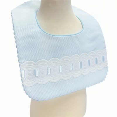 Baby Boy Blue Waffle Bibs with Ribbon "Bib-02"