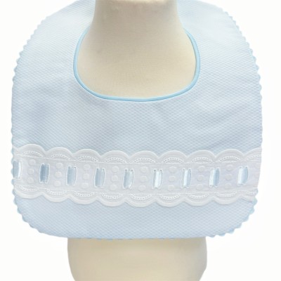 Baby Boy Blue Waffle Bibs with Ribbon "Bib-02"