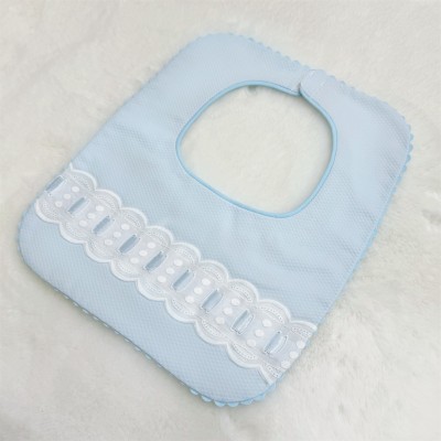 Baby Boy Blue Waffle Bibs with Ribbon "Bib-02"