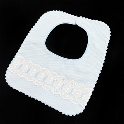 Baby Boy Blue Waffle Bibs with Ribbon "Bib-02"