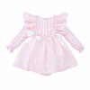 *Clearance* Pink Floral Frilly Shoulder Puff Dress with Pants "MYDB2476"