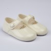 Ivory Patent Button Strap Pram Shoes