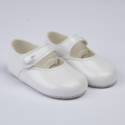 White Patent Button Strap...
