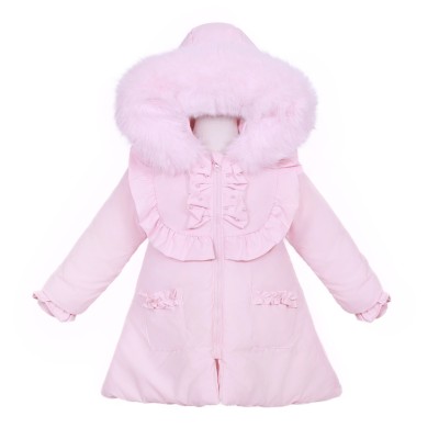 *Clearance* Baby Girl Pink Puffer Coat with Faux Fur Hood "MYD411P"