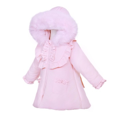 *Clearance* Baby Girl Pink Puffer Coat with Faux Fur Hood "MYD411P"