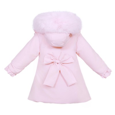 *Clearance* Baby Girl Pink Puffer Coat with Faux Fur Hood "MYD411P"