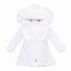 *Clearance* Baby Girl White Puffer Coat with Faux Fur Hood "MYD411W"
