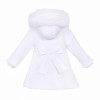 *Clearance* Baby Girl White Puffer Coat with Faux Fur Hood "MYD411W"