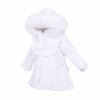 *Clearance* Baby Girl White Puffer Coat with Faux Fur Hood "MYD411W"