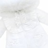 *Clearance* Baby Girl White Puffer Coat with Faux Fur Hood "MYD411W"