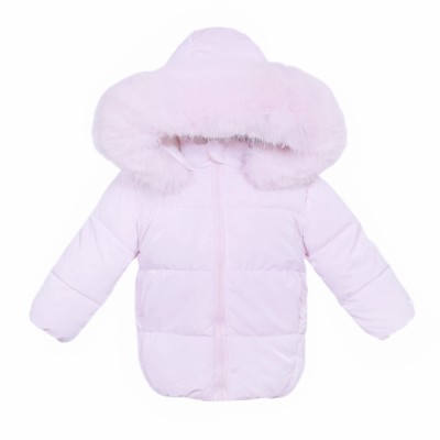 *Clearance* Baby Girl Pink Puffer Coat with Faux Fur Hood "MYD412P"