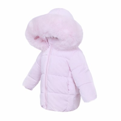 *Clearance* Baby Girl Pink Puffer Coat with Faux Fur Hood "MYD412P"