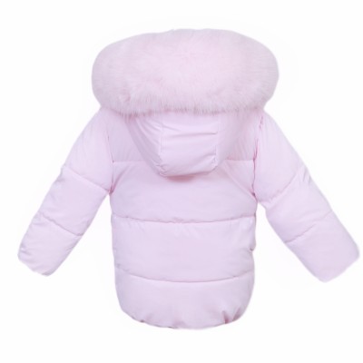 *Clearance* Baby Girl Pink Puffer Coat with Faux Fur Hood "MYD412P"