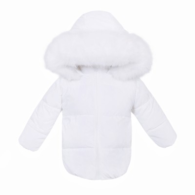 *Clearance* White Puffer Coat with Faux Fur Hood "MYD412W"