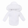 *Clearance* White Puffer Coat with Faux Fur Hood "MYD412W"