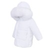 *Clearance* White Puffer Coat with Faux Fur Hood "MYD412W"