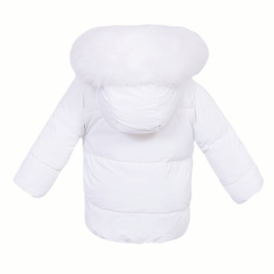 *Clearance* White Puffer Coat with Faux Fur Hood "MYD412W"
