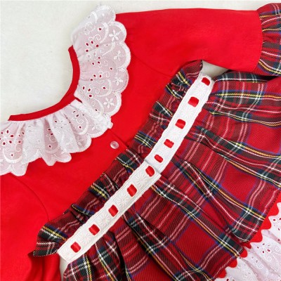 Baby Girl Red Tartan Puff Ball Dress "1821"