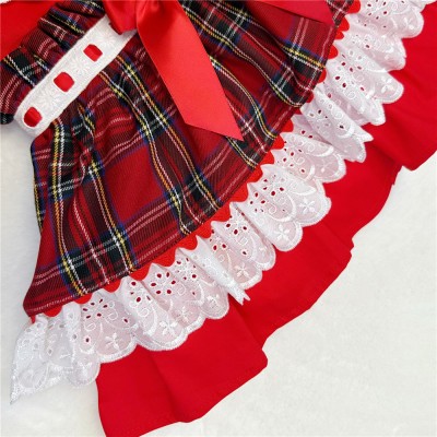 Baby Girl Red Tartan Puff Ball Dress "1821"