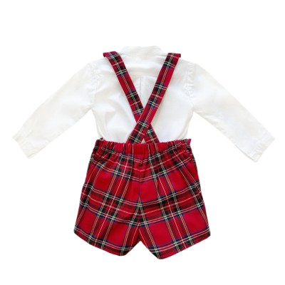 *Clearance* Baby Boy Red Tartan Dungaree with Shirt "2418"