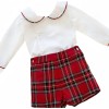 *Clearance* Baby Boy Red Tartan Short with White Shirt "2419"