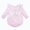 *Clearance* Baby Girl Pink Jacquard Frilly Shoulder Romper "2420"