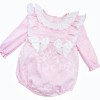 *Clearance* Baby Girl Pink Jacquard Frilly Shoulder Romper "2420"