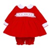 *Clearance* Baby Girl Red Velvet Smocked Dress with Knickers "2421"