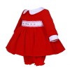 *Clearance* Baby Girl Red Velvet Smocked Dress with Knickers "2421"