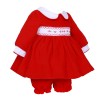 *Clearance* Baby Girl Red Velvet Smocked Dress with Knickers "2421"