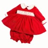 *Clearance* Baby Girl Red Velvet Smocked Dress with Knickers "2421"