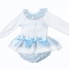*Clearance* Baby Girl Blue Floral Frilly Skirt with Shirt "MYDB2457B"