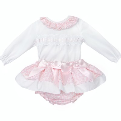 *Clearance* Baby Girl Pink Floral Frilly Skirt with Shirt "MYDB2457P"