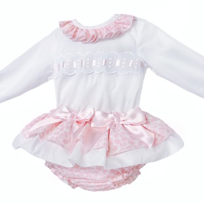 *Clearance* Baby Girl Pink Floral Frilly Skirt with Shirt "MYDB2457P"