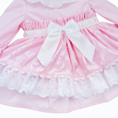 *Clearance* Baby Girl Pink Jacquard Lacey Puff Ball Dress "2424"