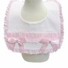 Baby Girl White with Pink Waffle Bibs "Bib-04 White Pink"