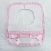 Baby Girl White with Pink Waffle Bibs "Bib-04 White Pink"