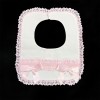 Baby Girl White with Pink Waffle Bibs "Bib-04 White Pink"