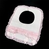 Baby Girl White with Pink Waffle Bibs "Bib-04 White Pink"