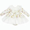 *Clearance* Baby Girl Cream Floral Big Collar Dress with Pants "MYDB2478"