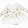 *Clearance* Baby Girl Cream Floral Big Collar Dress with Pants "MYDB2478"