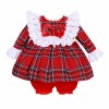 *Clearance* Baby Girl Red Tartan Puff Dress Big Collar with Knickers "2422"