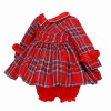 *Clearance* Baby Girl Red Tartan Hand Smocked Dress with Knickers "2372"