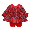 *Clearance* Baby Girl Red Tartan Hand Smocked Dress with Knickers "2372"