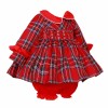 *Clearance* Baby Girl Red Tartan Hand Smocked Dress with Knickers "2372"