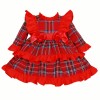 *Clearance* Baby Girl Red Tartan Frilly Shoulder Puff Ball Dress "2423"
