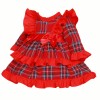*Clearance* Baby Girl Red Tartan Frilly Shoulder Puff Ball Dress "2423"